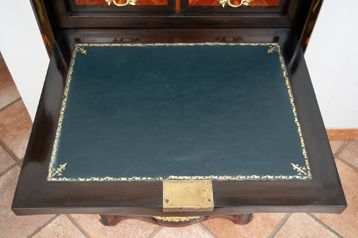 Secretaire antico Napoleone III Francese in legni esotici pregiati 19secolo.-photo-3