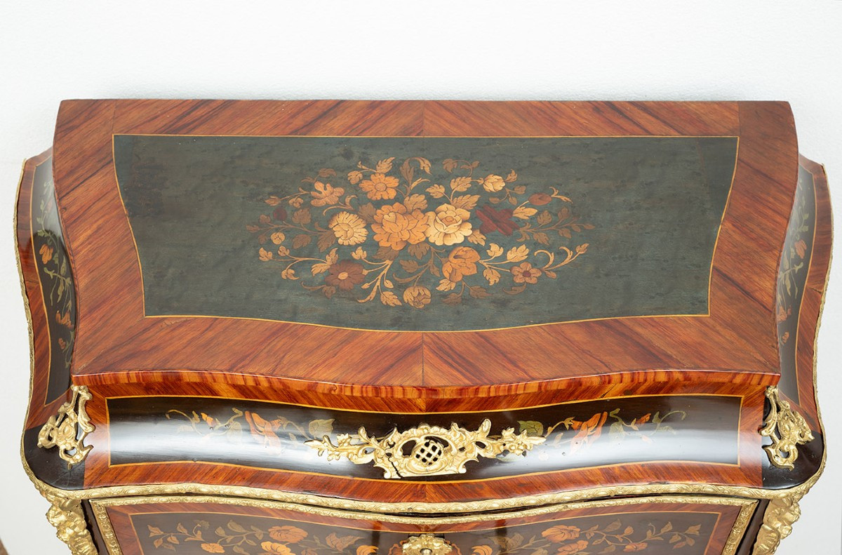 Secretaire antico Napoleone III Francese in legni esotici pregiati 19secolo.-photo-4