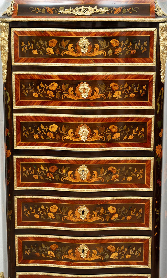 Secretaire antico Napoleone III Francese in legni esotici pregiati 19secolo.-photo-1