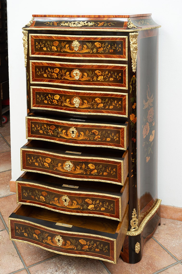 Secretaire antico Napoleone III Francese in legni esotici pregiati 19secolo.-photo-3