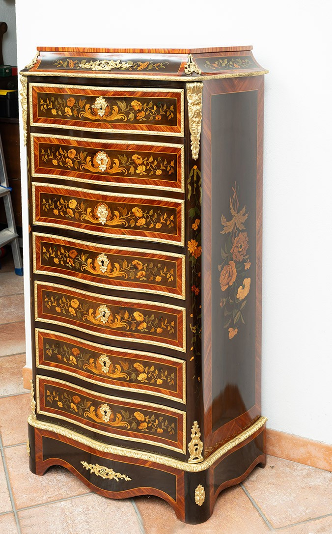 Secretaire antico Napoleone III Francese in legni esotici pregiati 19secolo.-photo-4