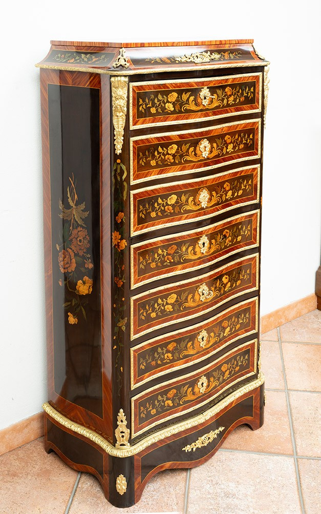 Secretaire antico Napoleone III Francese in legni esotici pregiati 19secolo.-photo-5