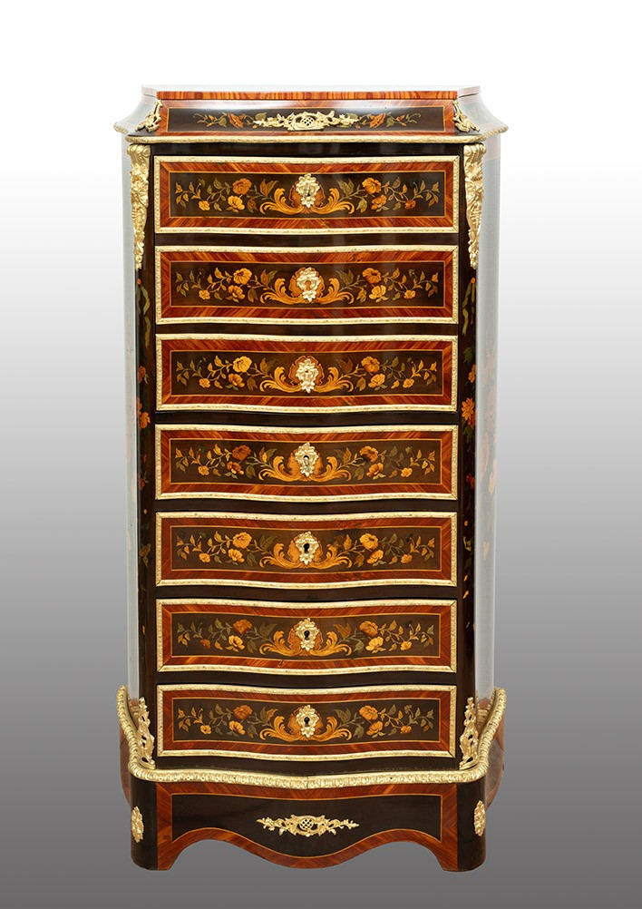 Secretaire antico Napoleone III Francese in legni esotici pregiati 19secolo.