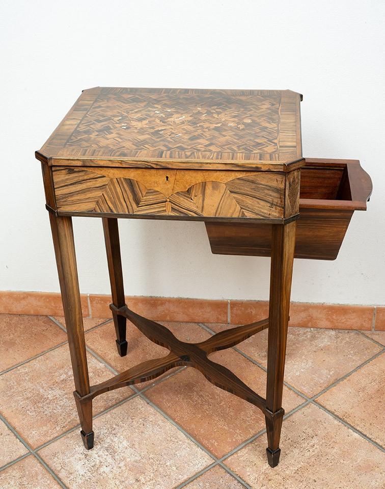 Tavolino antico da lavoro Napoleone III Francese 19secolo-photo-3