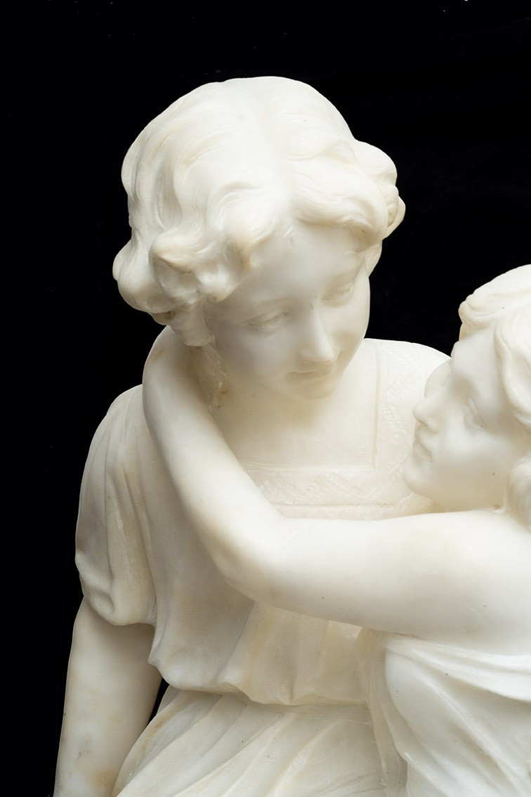 Scultura antica in alabastro raffigurante l'amore appartenente alla seconda metà del XIX secolo-photo-3