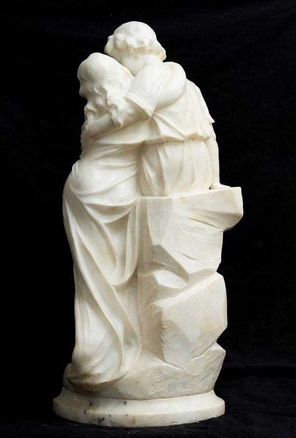 Scultura antica in alabastro raffigurante l'amore appartenente alla seconda metà del XIX secolo-photo-1