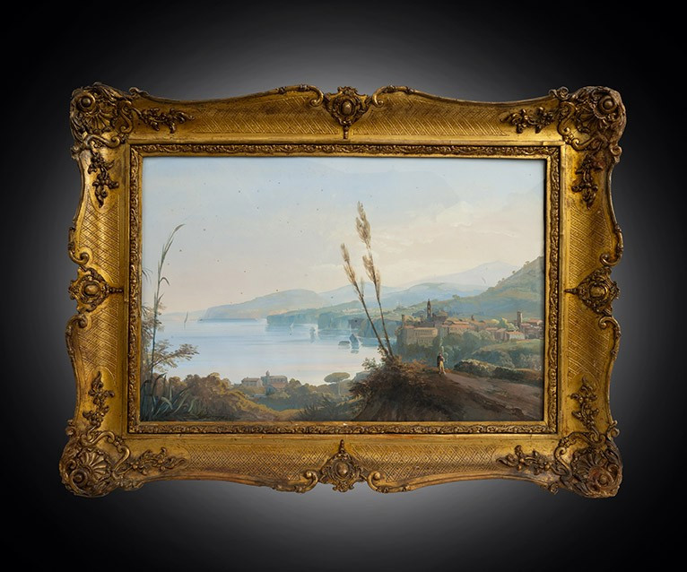 Coppia di Gouaches antichi Napoletani 19secolo.-photo-2