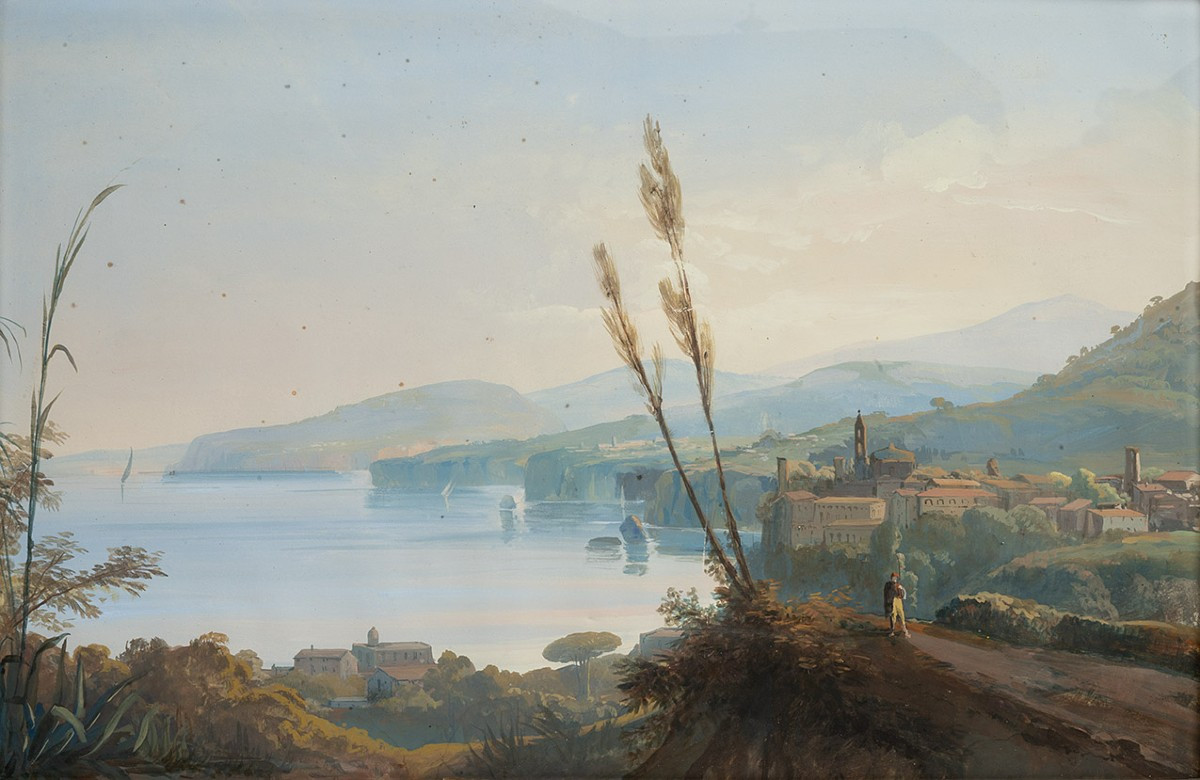 Coppia di Gouaches antichi Napoletani 19secolo.-photo-3