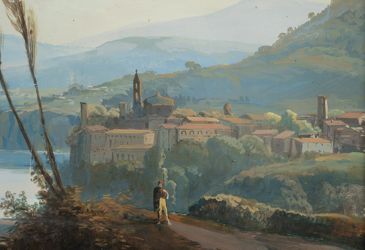 Coppia di Gouaches antichi Napoletani 19secolo.-photo-4