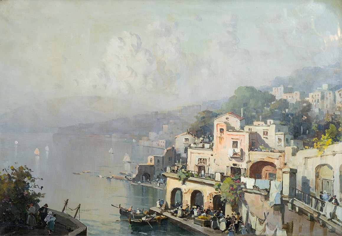 Dipinto antico olio su tela con cornice coeva in legno ebanizzato firmato"Nicolas De Corsi 1882-photo-2