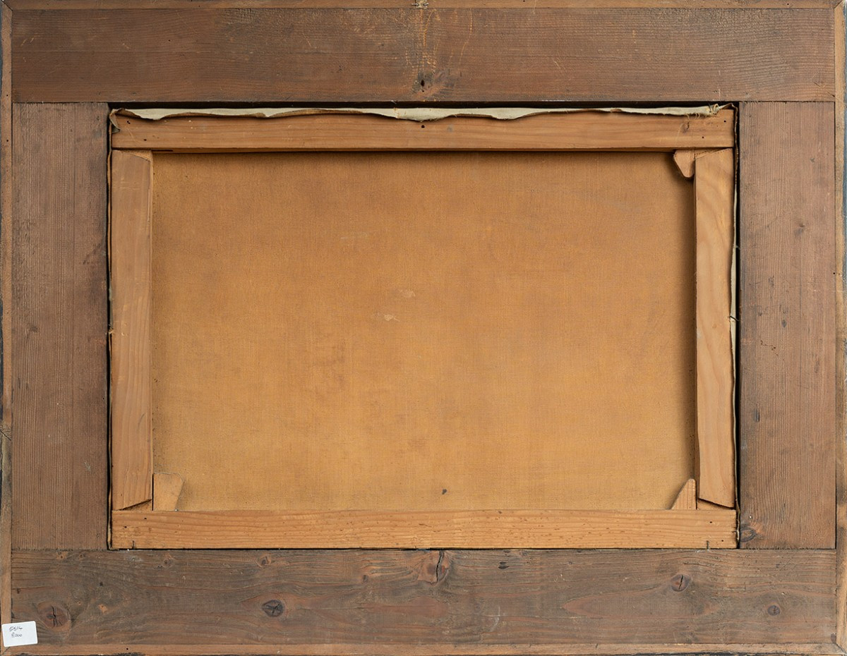 Dipinto antico olio su tela con cornice coeva in legno ebanizzato firmato"Nicolas De Corsi 1882-photo-4