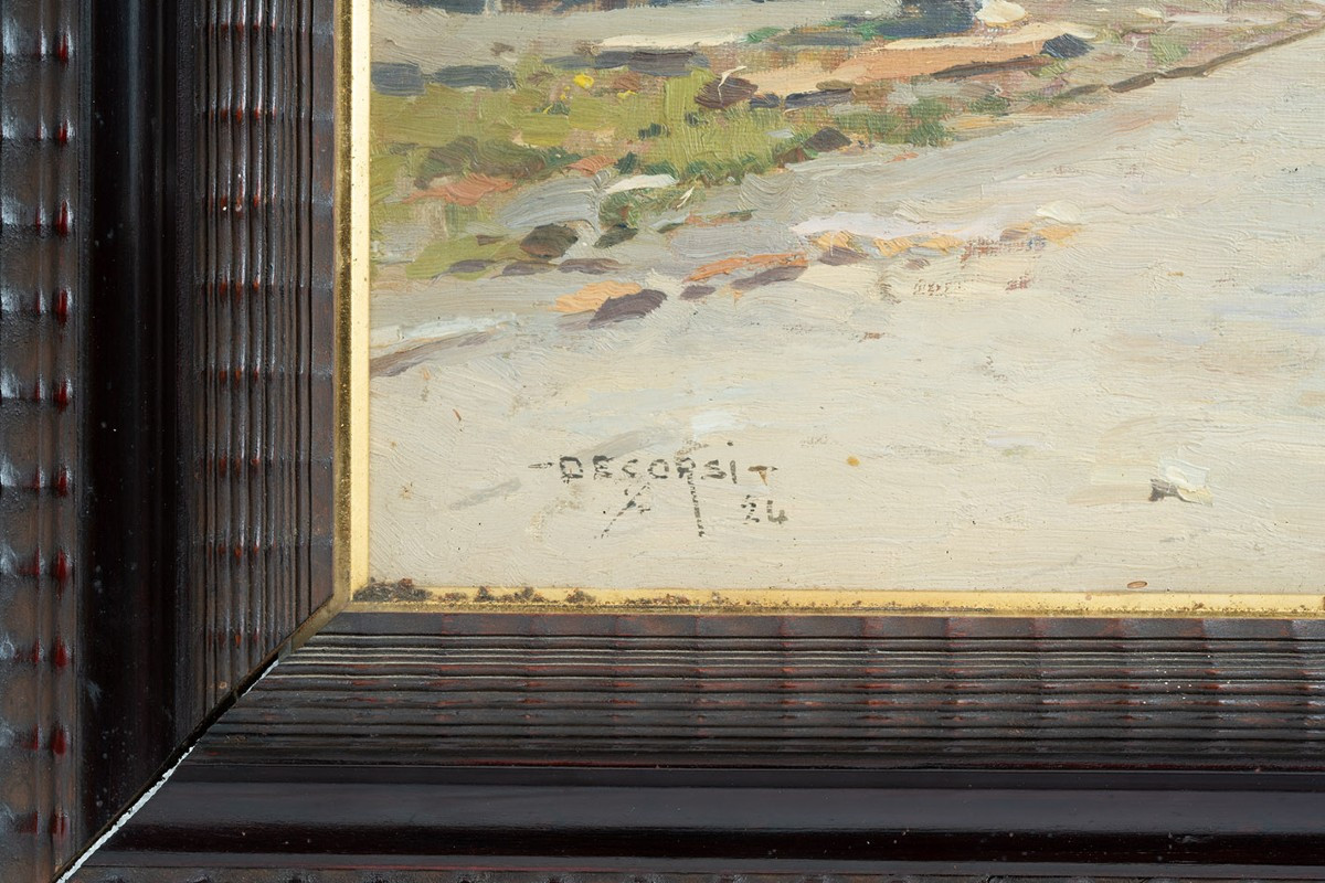 Dipinto antico olio su tela con cornice coeva firmato"Nicolas De Corsi 1882-1956" -photo-3