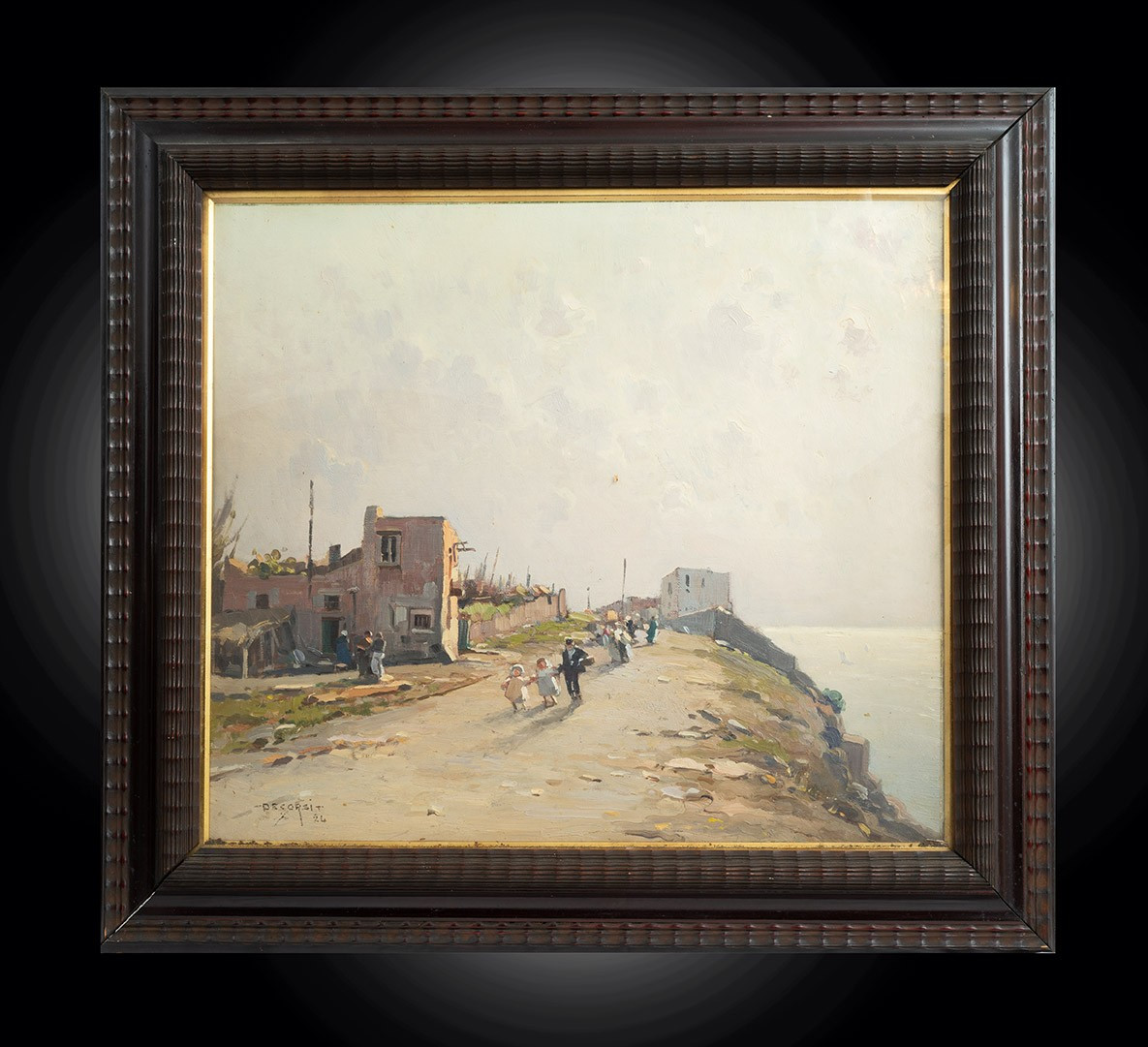 Dipinto antico olio su tela con cornice coeva firmato"Nicolas De Corsi 1882-1956" 