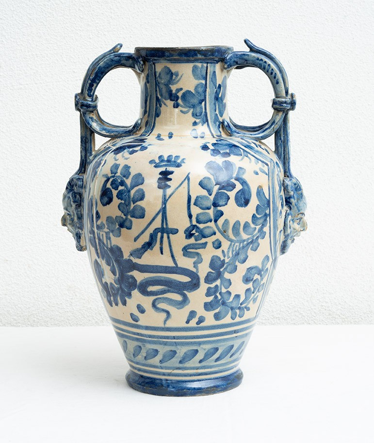 Vaso antico bionsato in maiolica smaltata 18secolo.-photo-2