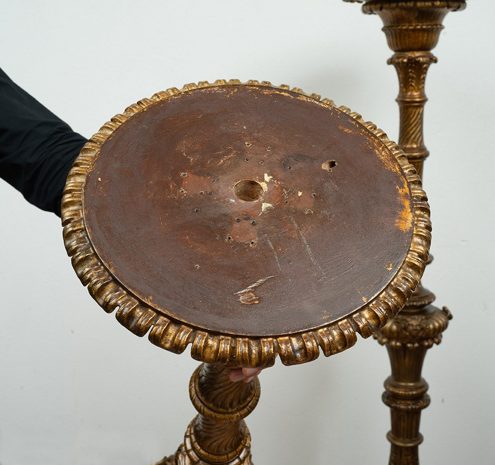 Coppia di Torcieri fiorentini in legno dorato e intagliato appartenente alla metà del XIX sec.-photo-1