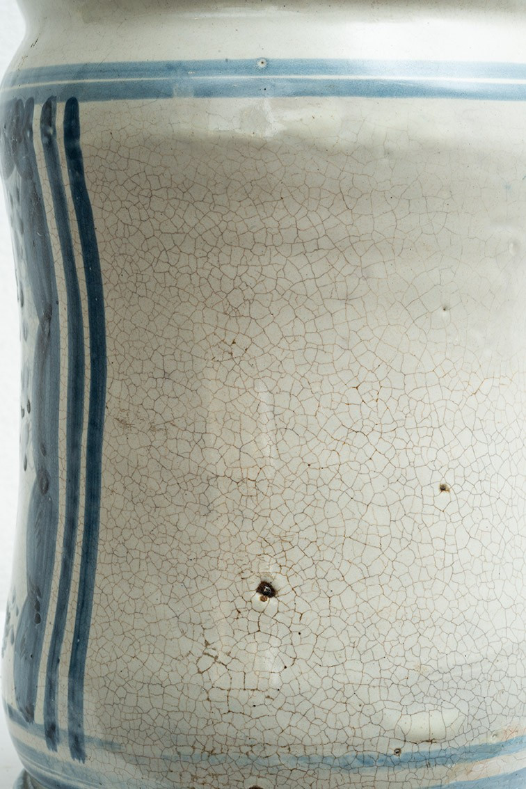 Albarello/Vaso antico in maiolica policroma smaltata di provenienza napoletana 18secolo.-photo-4