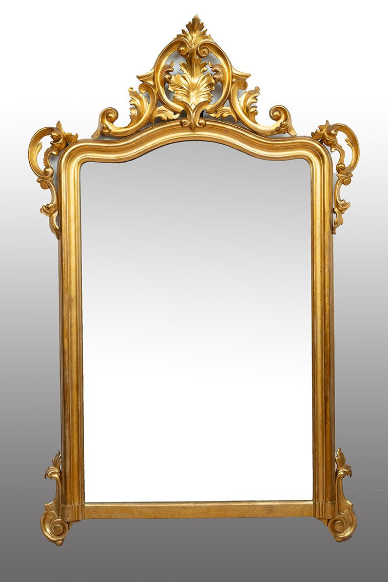 Specchiera Luigi Filippo napoletana della prima metà del 800 interamente scolpita, 19secolo.