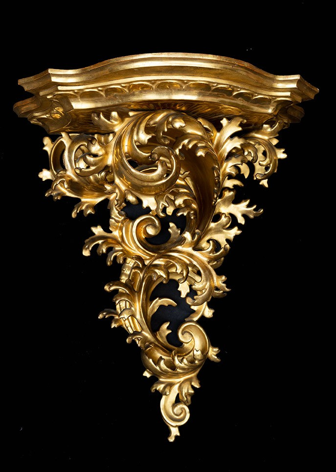 Coppia di mensole in legno intagliato 19secolo.-photo-2