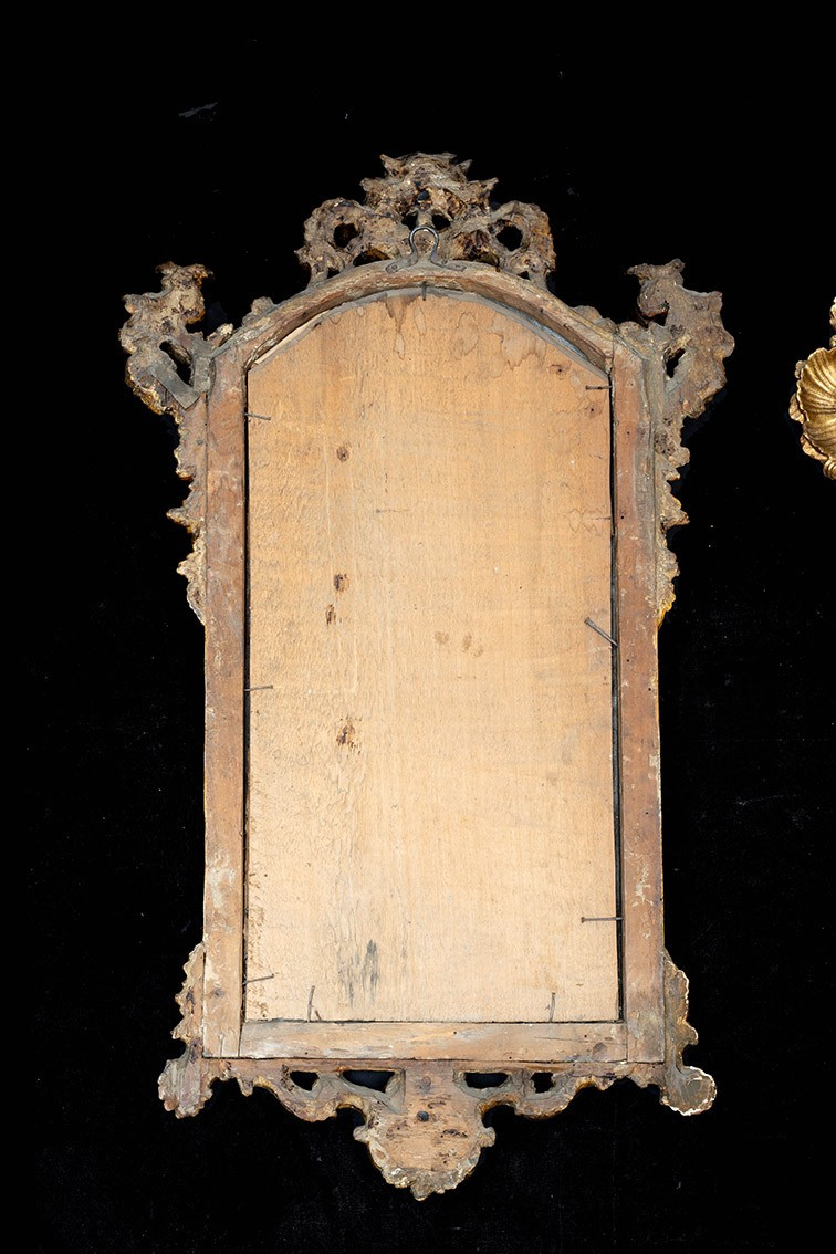 Coppia di specchiere "Ventoline" in legno dorato e intagliato 18secolo-photo-4