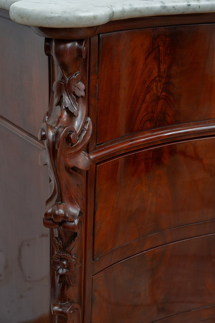 Cassettone antico Luigi Filippo Napoletano in piuma di mogano con piano in marmo bianco 19sec.-photo-4