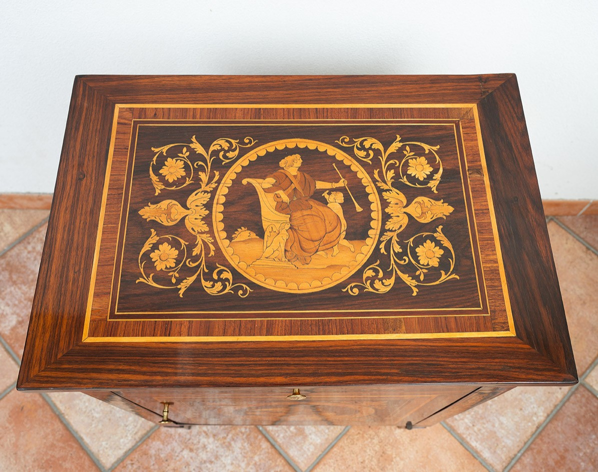 Comoncino antico Luigi XVI Lombardo in legni esotici pregiati 18secolo.-photo-4