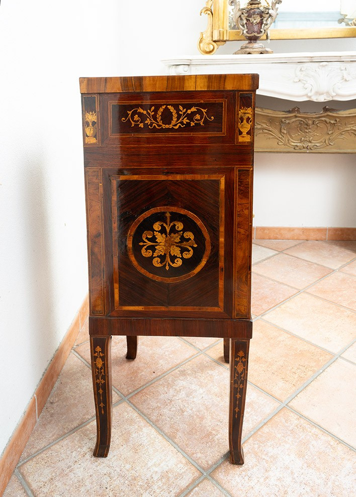 Comoncino antico Luigi XVI Lombardo in legni esotici pregiati 18secolo-photo-4