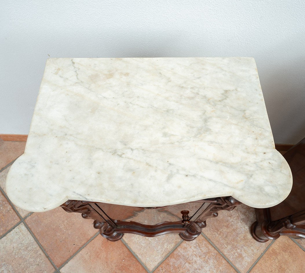 Coppia di comodini antichi Luigi Filippo Napoletano 19secolo-photo-3