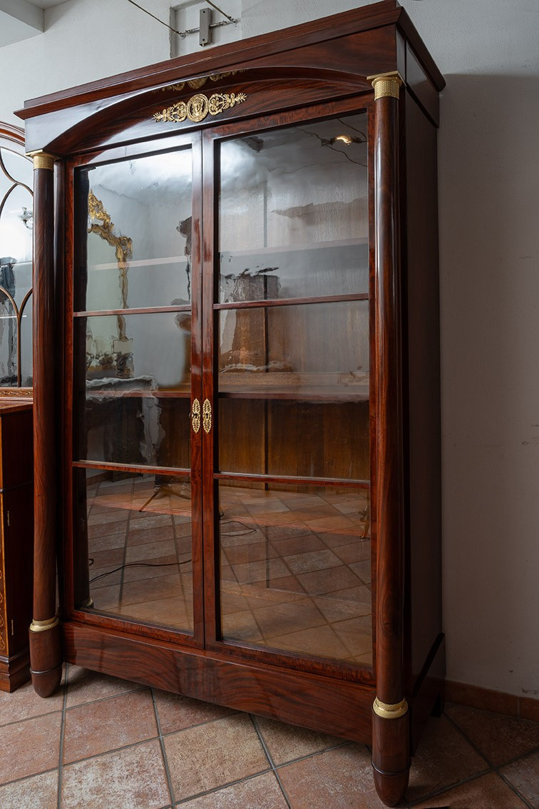 Libreria Impero francese due ante in piuma di mogano 19secolo-photo-1