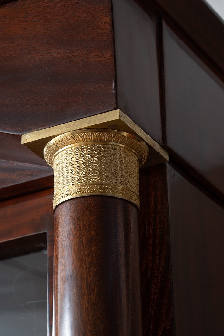 Libreria Impero francese due ante in piuma di mogano 19secolo-photo-2