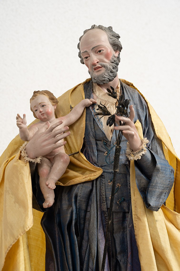 Scultura antica raffigurante San Giuseppe col Bambino 19secolo.-photo-2