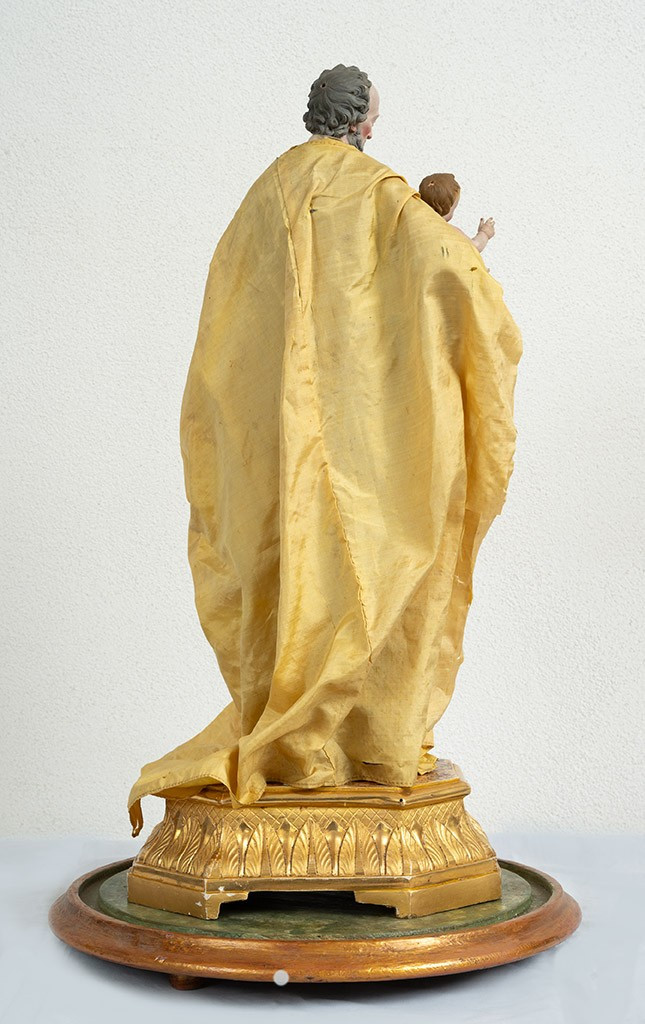 Scultura antica raffigurante San Giuseppe col Bambino 19secolo.-photo-3
