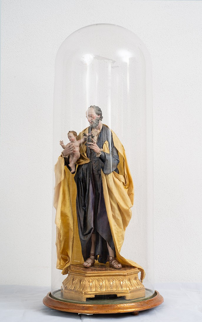 Scultura antica raffigurante San Giuseppe col Bambino 19secolo.-photo-4