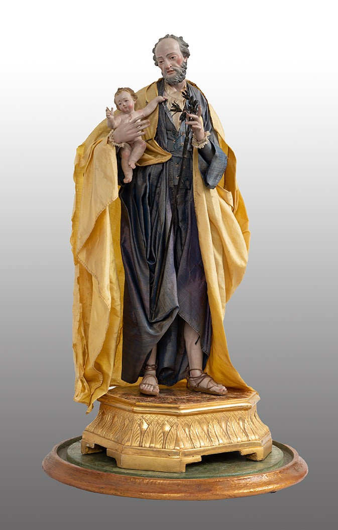Scultura antica raffigurante San Giuseppe col Bambino 19secolo.