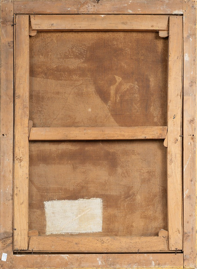 Dipinto antico olio su tela con cornice coeva Firmato"Tommaso De Vivo 1867 ".Napoli XIX secolo.-photo-1