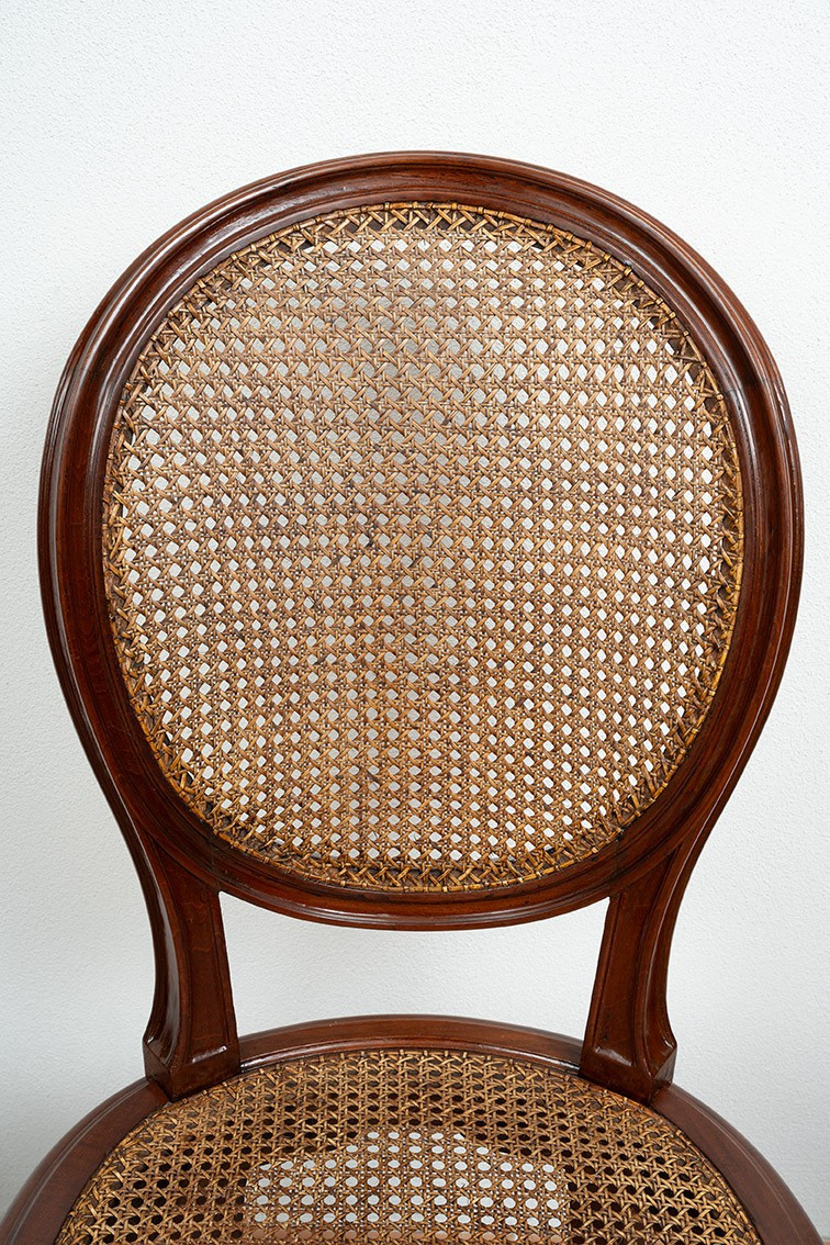 Gruppo di sei sedie antiche in massello di mogano appartenente alla seconda metà del XIX secolo-photo-3