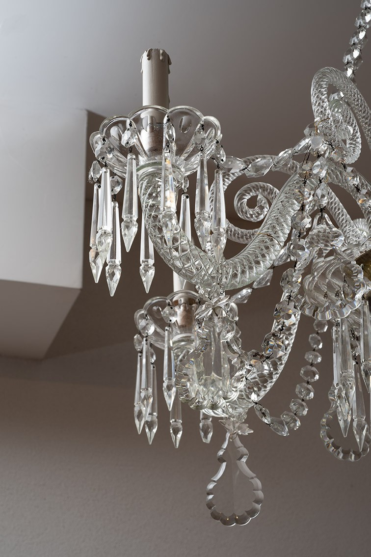 Coppia di Lampadari antichi a sei braccia in cristallo e vetro di murano 20siecle-photo-1