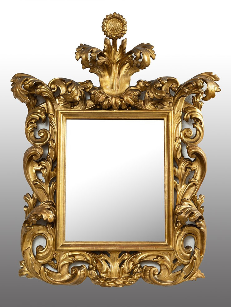 Specchiera dorata antica finemente intagliata epoca 19secolo.-photo-2