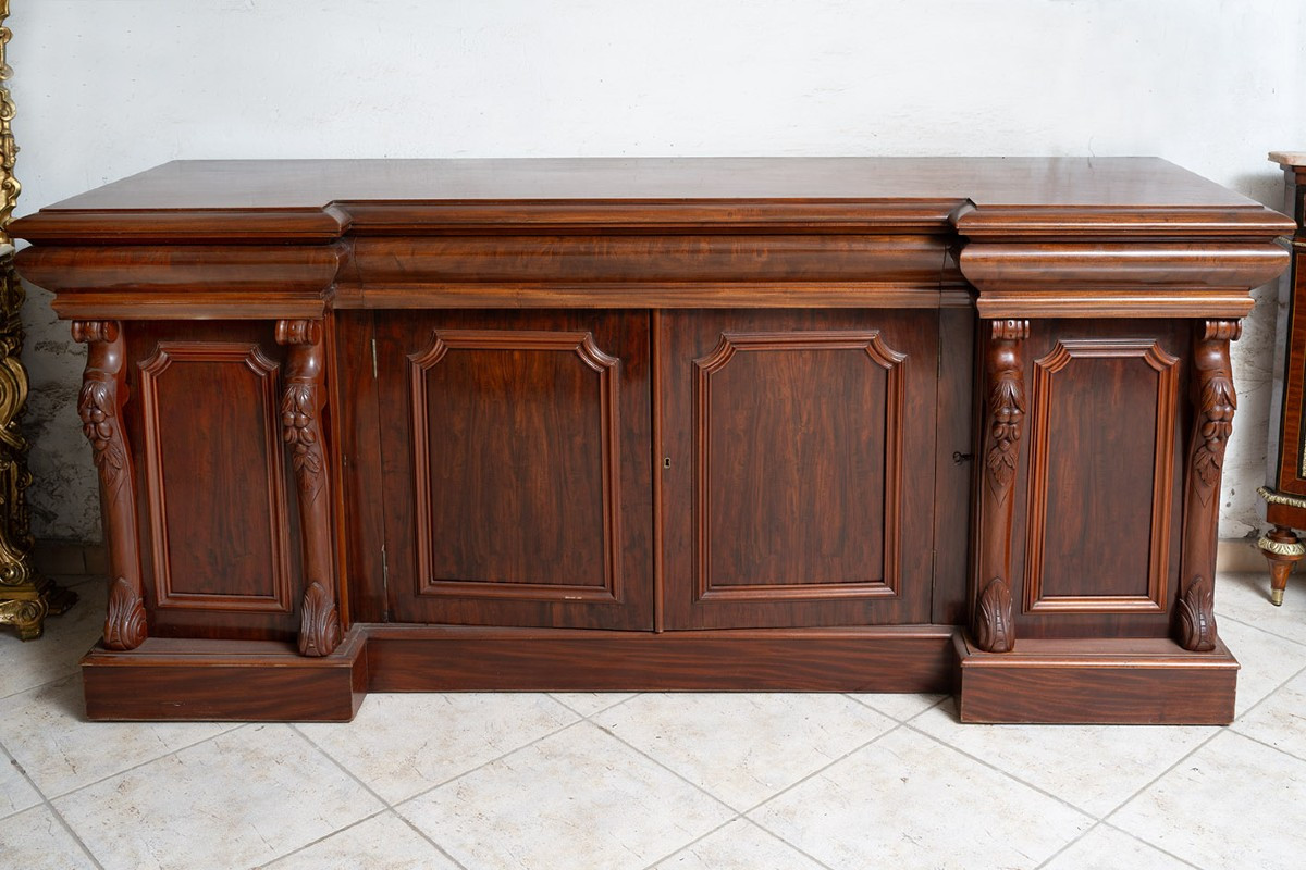 Servante/Credenza antica quattro ante in piuma di mogano finemente intagliata epoca Vittoriana -photo-2