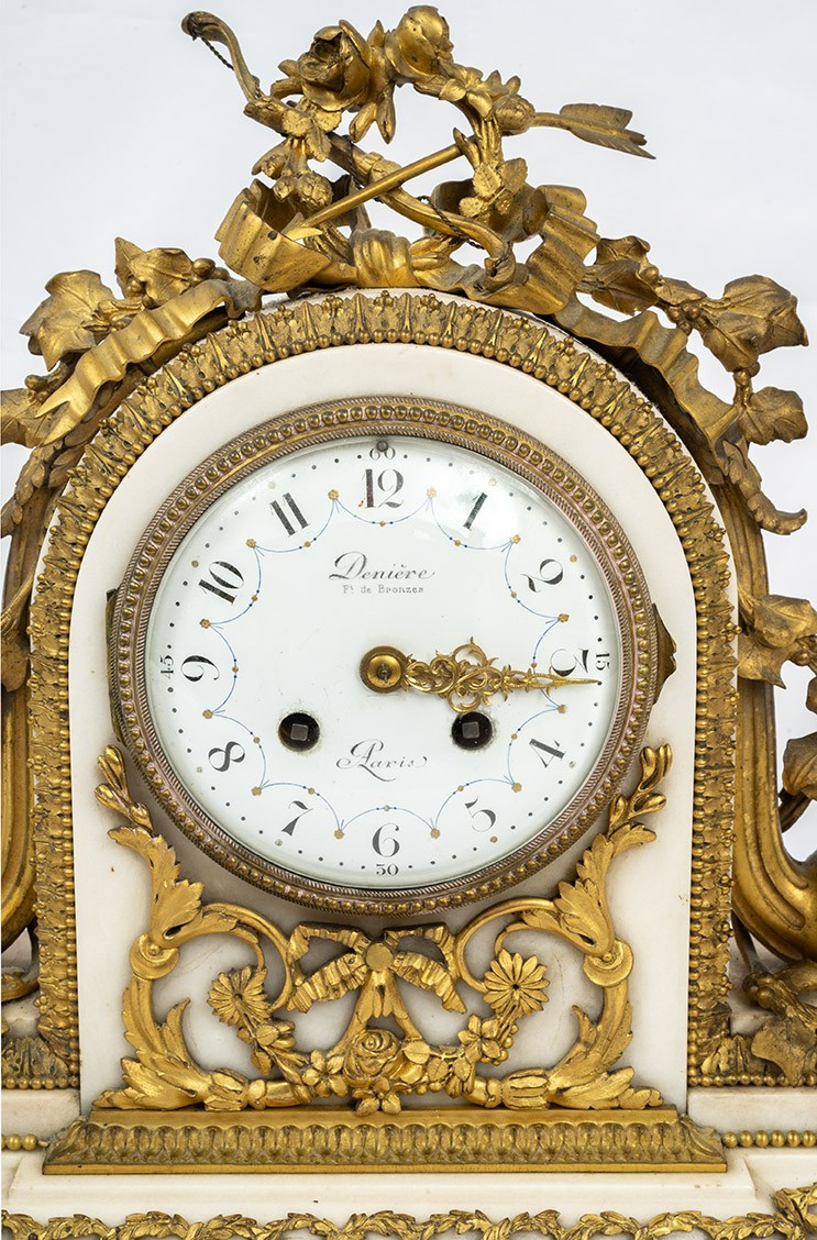 Trittico di orologio Napoleone III in bronzo dorato 19secolo-photo-2