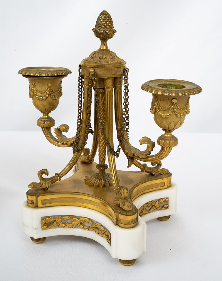 Trittico di orologio Napoleone III in bronzo dorato 19secolo-photo-3