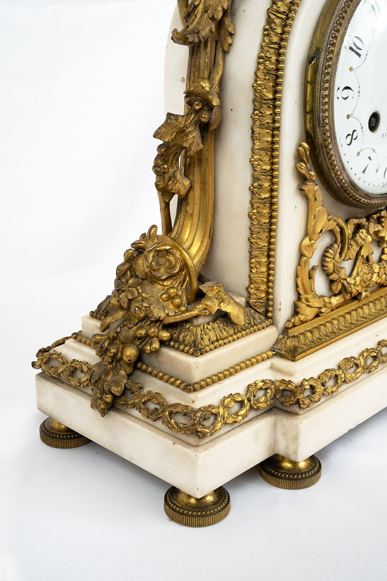 Trittico di orologio Napoleone III in bronzo dorato 19secolo-photo-1