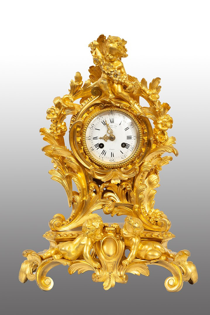 Orologio antico Napoleone III in bronzo dorato 19secolo