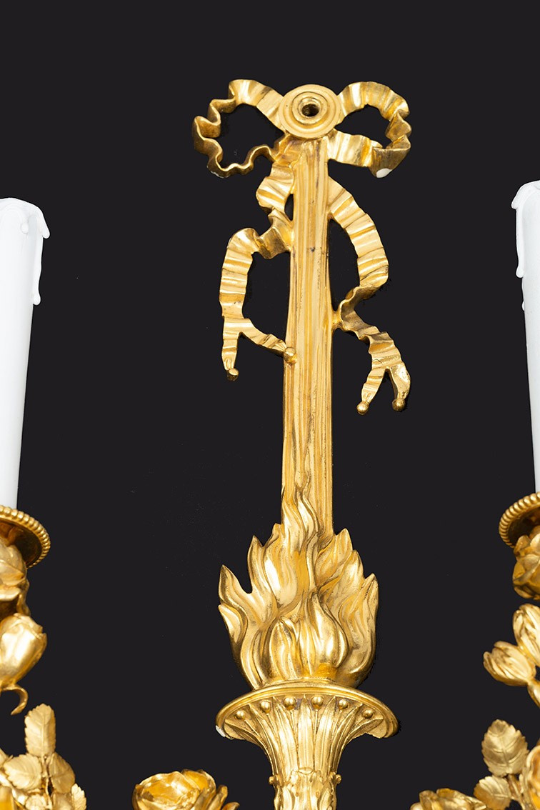 Coppia di Appliques in bronzo dorato Napoleone III appartenente alla seconda metà del XIX sec.-photo-3