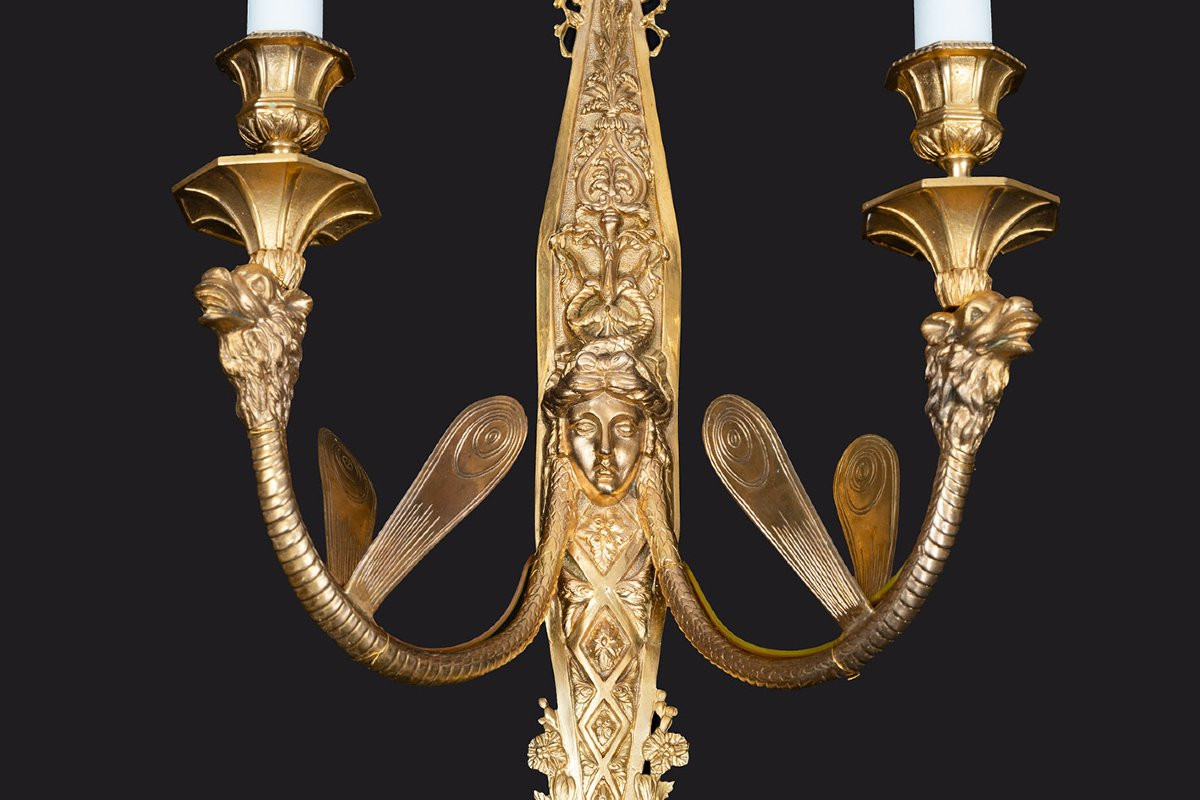 Gruppo di quattro appliques Francese in bronzo dorato appartenente al periodo Napoleone III -photo-2