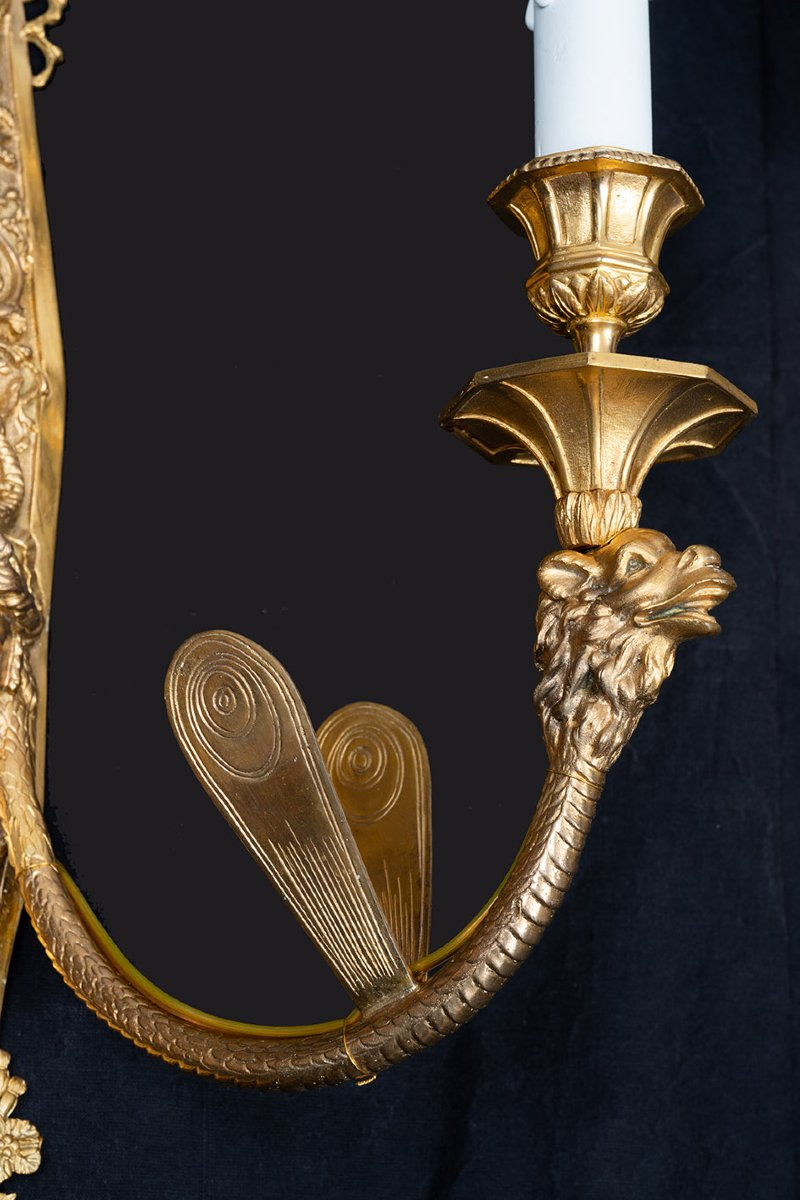 Gruppo di quattro appliques Francese in bronzo dorato appartenente al periodo Napoleone III -photo-4