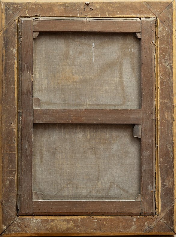 Dipinto antico olio su tela con cornice coeva raffigurante Hecce Homo .-photo-2
