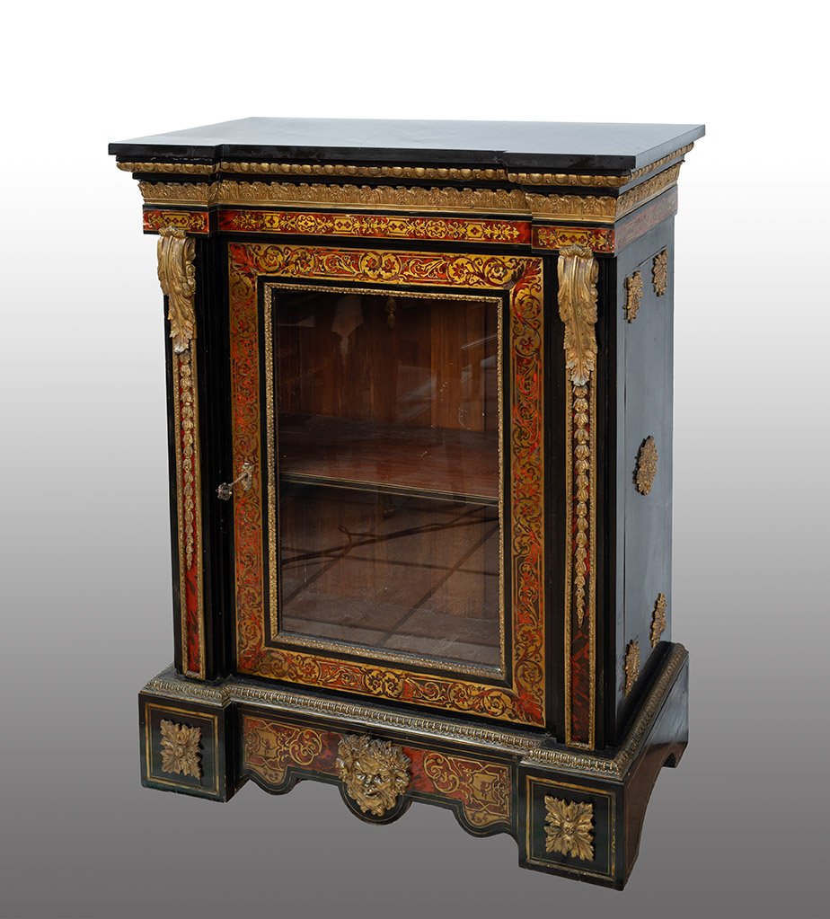 Vetrina Boulle Napoleone III in legno ebanizzato 19secolo