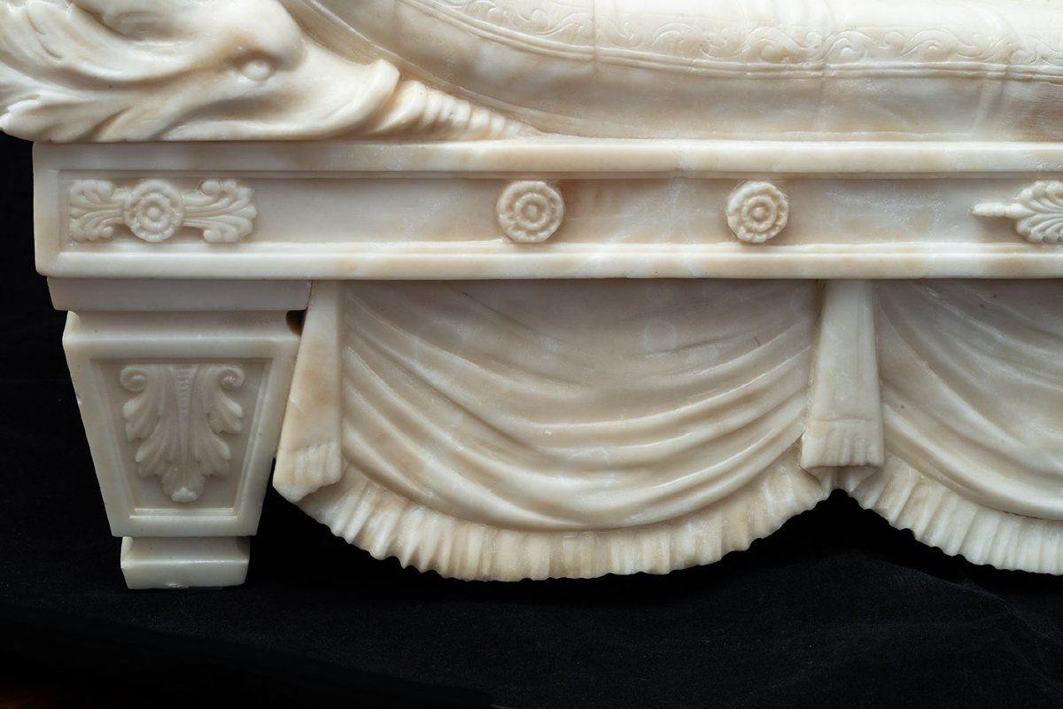 Scultura antica Neoclassica in alabastro raffigurante Paolina Buonaparte 19secolo-photo-4