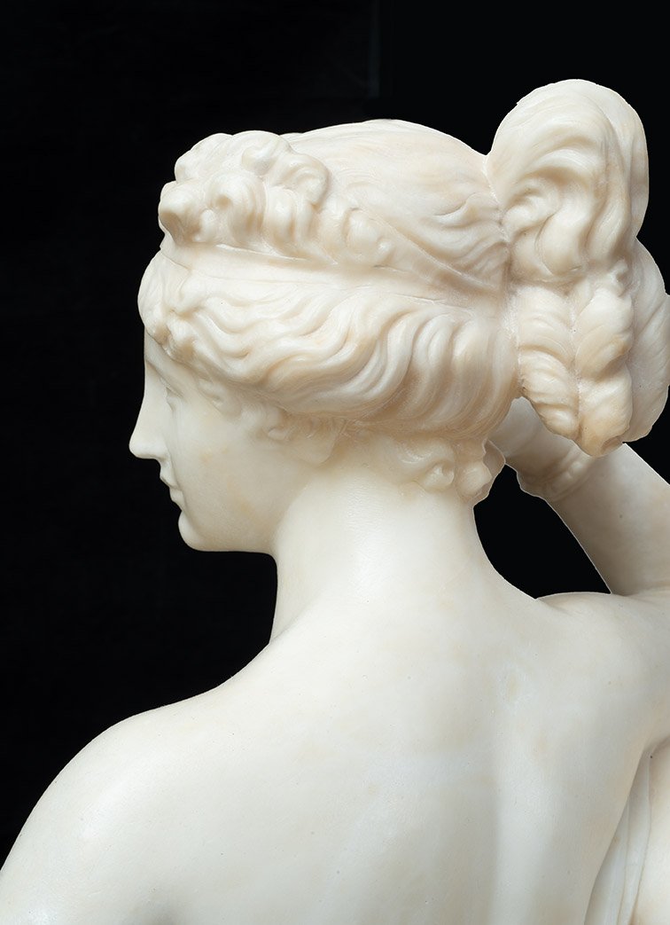 Scultura antica Neoclassica in alabastro raffigurante Paolina Buonaparte 19secolo-photo-3