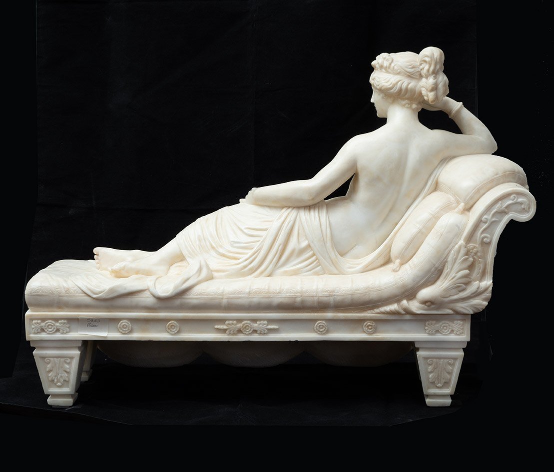 Scultura antica Neoclassica in alabastro raffigurante Paolina Buonaparte 19secolo-photo-4